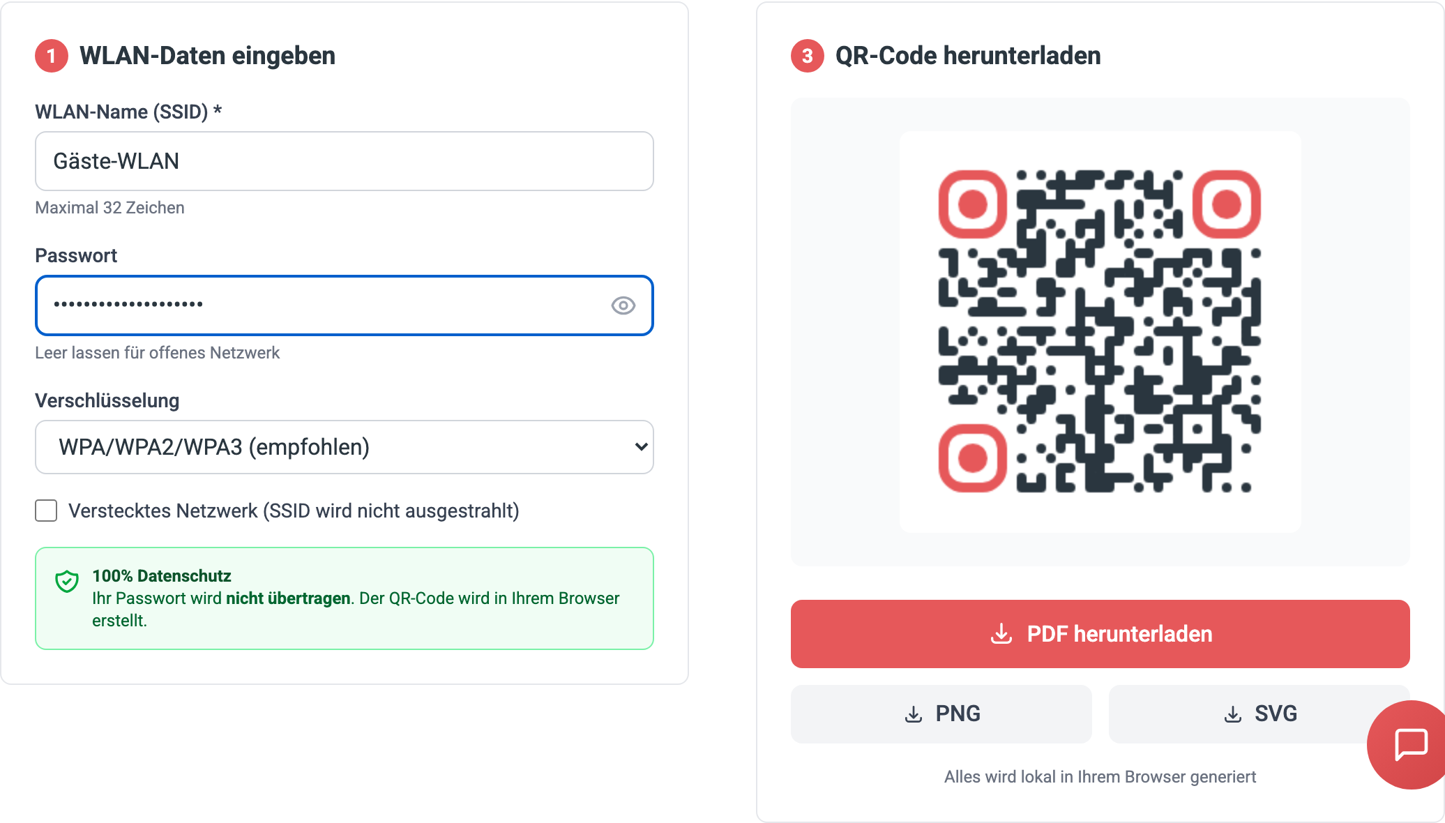 WLAN QR-Code Generator Vorschau