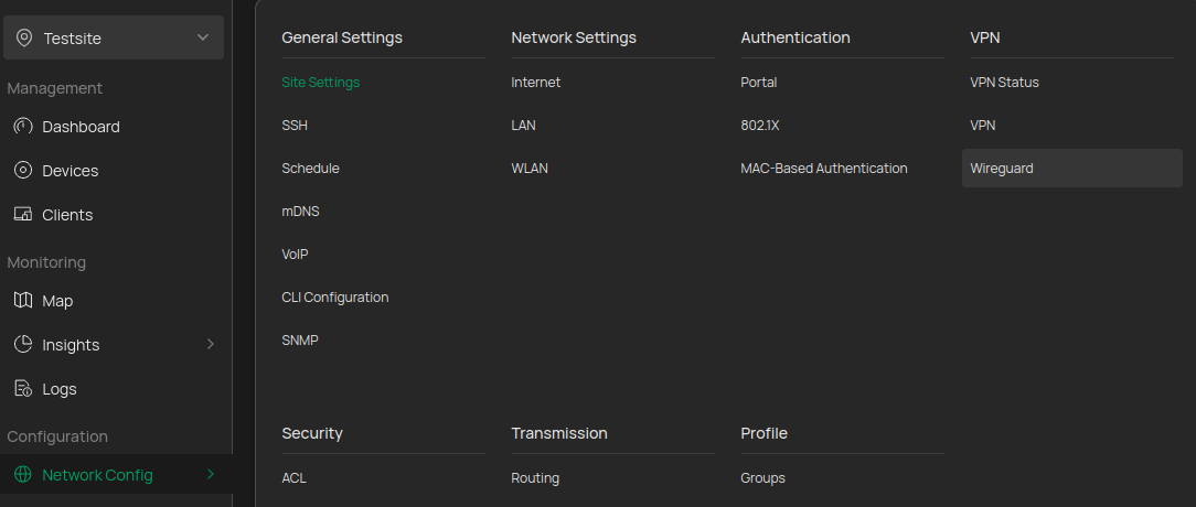 Omada Controller WireGuard Einstellungen