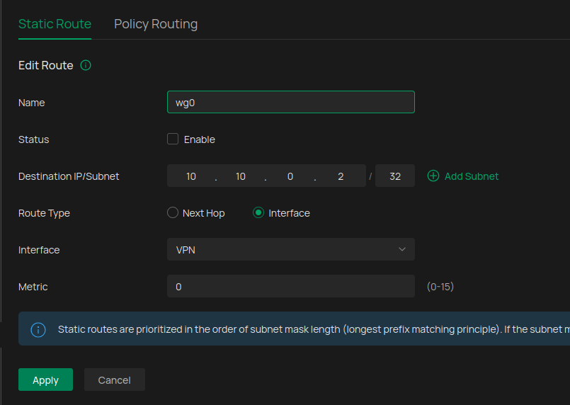 Omada Controller Routing Einstellungen